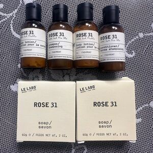 Le Labo Rose 31 Travel Bath Set Soap, Shampoo, Body Lotion and Conditioner
